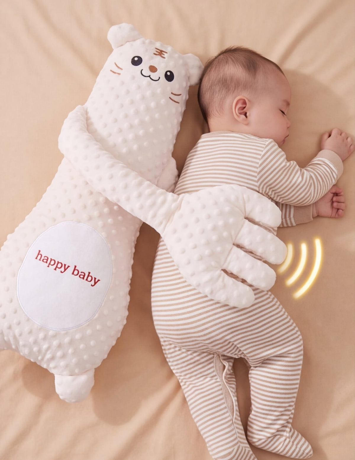 Babyknuffel met automatisch kloppend handje